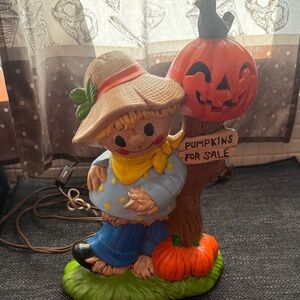 VTG Collector Scarecrow Pumpkin Fall Decor table lamp